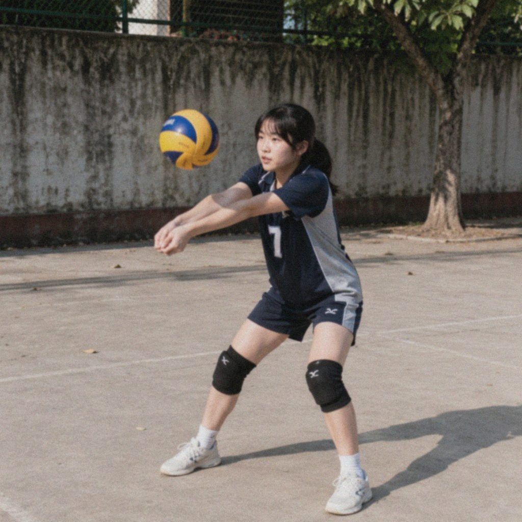 学员进行排球垫球训练
